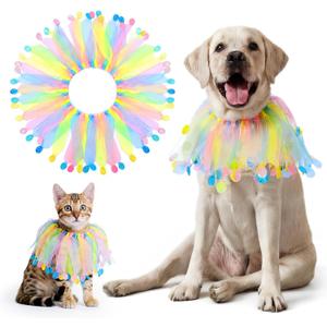 Easter Egg Decorative Dog Collar Easter Dog Clothes Outfit Costume Elastic Pet Collar Holiday Party Accessory Costume for Medium Large Dogs