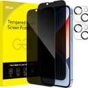 JETech Privacy Full Coverage Screen Protector for iPhone 14 6.1-Inch with Camera Lens Protector, Anti-Spy Tempered Glass Film, 2-Pack Each