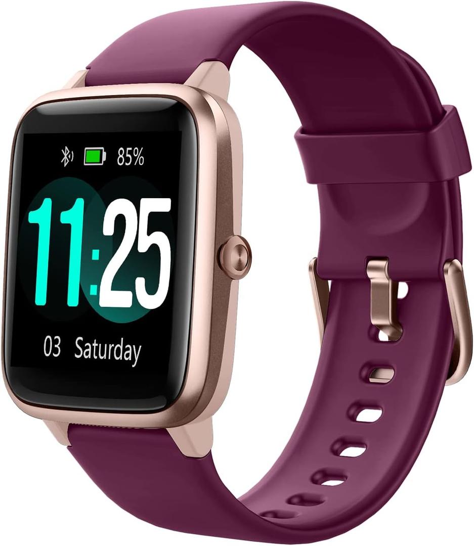 Fitness Tracker Fitness Watches for Women Men (Make/Answer Calls), 1.85" Smart Watch for iPhone/Android Phones, Heart Rate/Sleep Monitor Steps Tracker Watch Pedometer IP68 Waterproof (Dark-Purple)