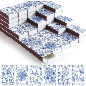 FuWeave 60 Pcs Spring Flower Blank Matches Containers 2.24 x 1.42 x 0.59 Inches Floral Match Holder Baby Shower Tea Party Favor for Guests Decorative Match Storage Boxes(Wedding)