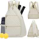 Sucipi Women's Pickleball Backpack - Quilted Crossbody Sling Bag for Tennis & Pickleball Paddle (Medium, Beige)