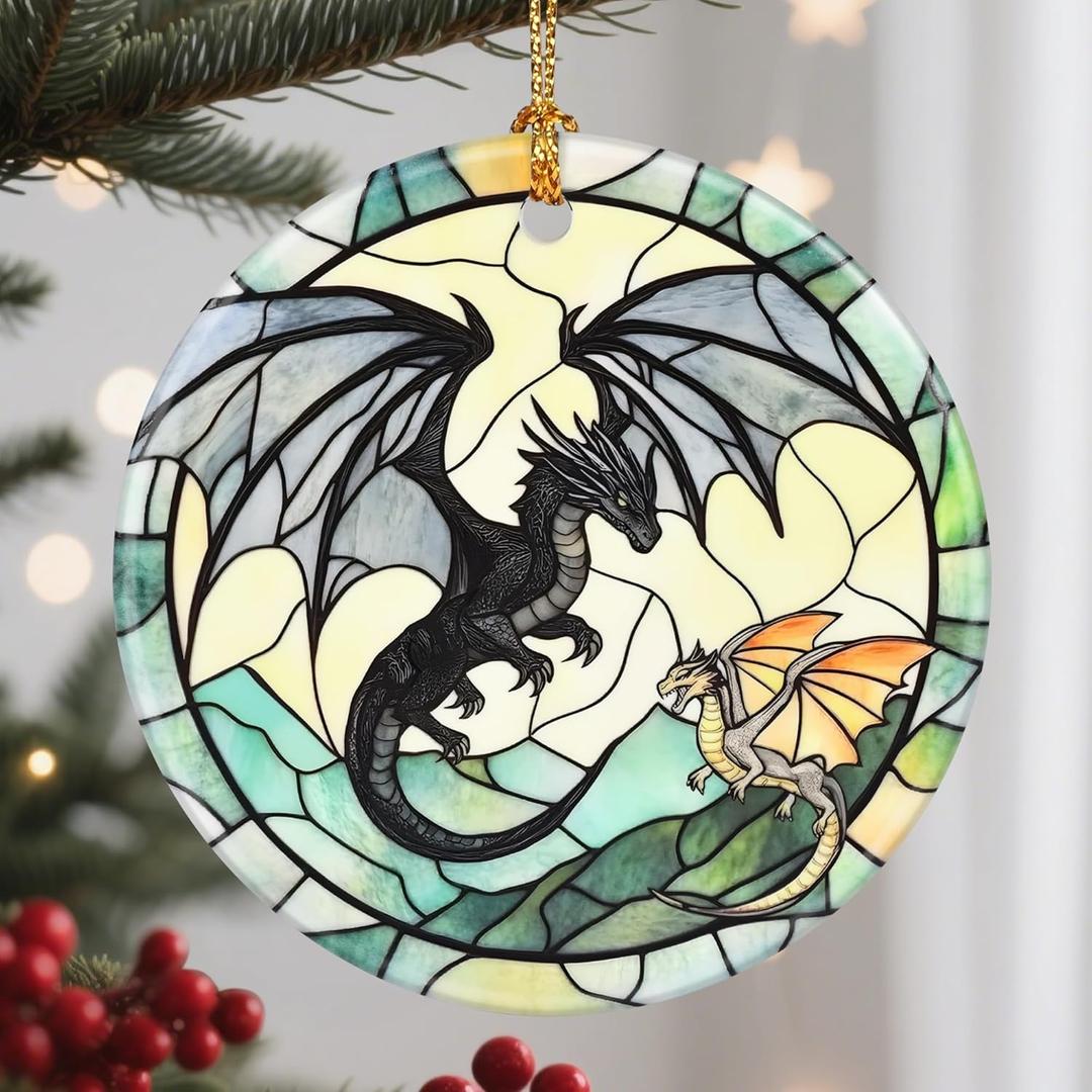 2 x Christmas Ornaments, Dragon Ornament, Christmas Tree Ornaments, Xmas Decorations, Holiday Decorations, Gifts for Dragon Lovers, Holiday Party Gifts, and Xmas Gift Ideas