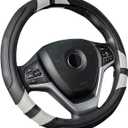 Achiou Gray Car Steering Wheel Cover Universal 15 inch with Grip Contours, Leather Auto for Men and Women Non-Slip Breathable Soft and Comfortable