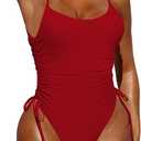 Pink Queen Womens One Piece Swimsuit Ruched High Cut Tummy Control Bathing Suit 2XL