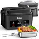 VASG 2026 Upgraded Cordless Heated Lunch Box for Adults, XXL 5.1-Cup Electric Lunch Box with 360° Surround Rapid Heating, 12000mAh Portable Food Warmer with Timer, LCD Display for Office & Car