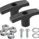 TonGass (2-Pack, Black Upgraded Alloy RV Waste Valve Handle Replacement for Waste Valve Extension Rod RV Parts Tank Hose Handle Camper Wastes Valves Handles Kits with 4 Nuts 2 Screws 2 Gasket