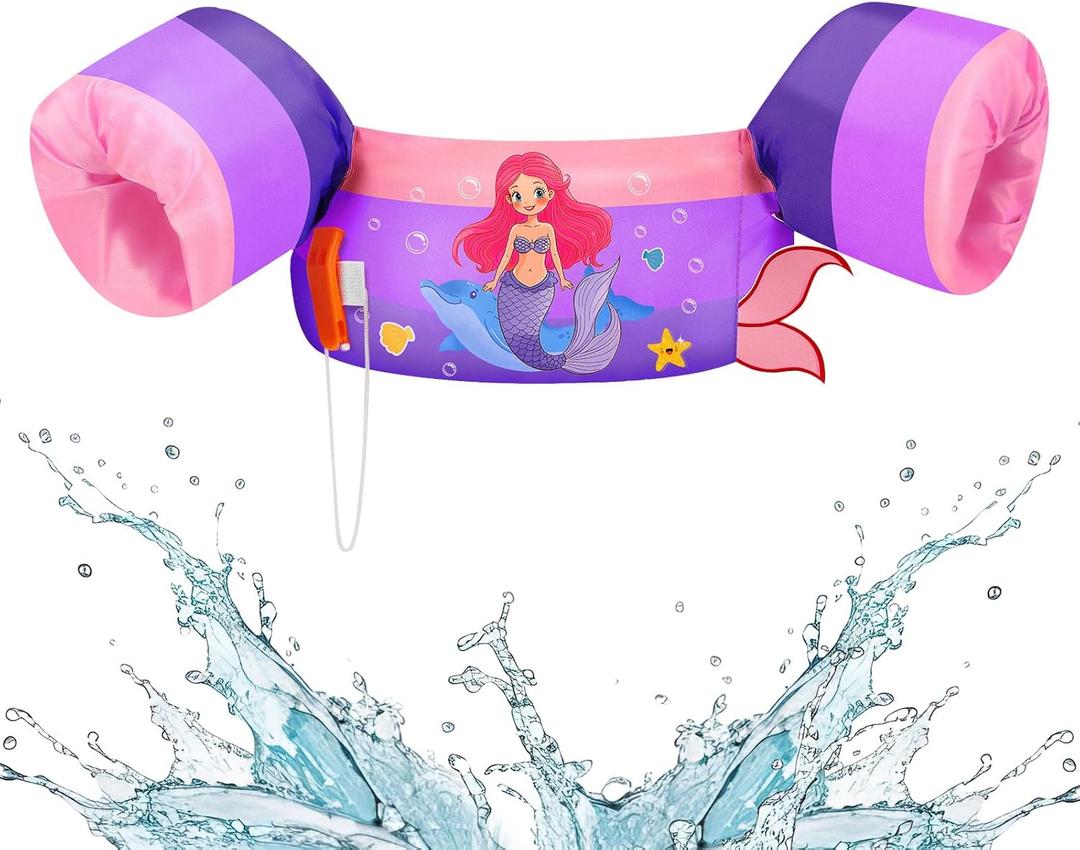 HeySplash Swim Vest for Kids, Toddler Pool Floaties Fit 22-30-40-50-60-66 Lbs, Children Puddle Swimming Jumper Jacket with Safety Buckle, Water Wing Arm Pool Float for Boat Swim Trainer Boy Girl 3-5-6