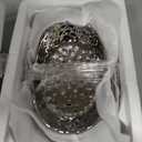 YYW 3 Tier Fruit Bowl for Kitchen Counter, White Gold Silver Ceramic Fruit Stand for Countertop, Home Fruit Rack with Metal Holder, Vegetable Snacks Nuts Bread Candy Storage (Silver)