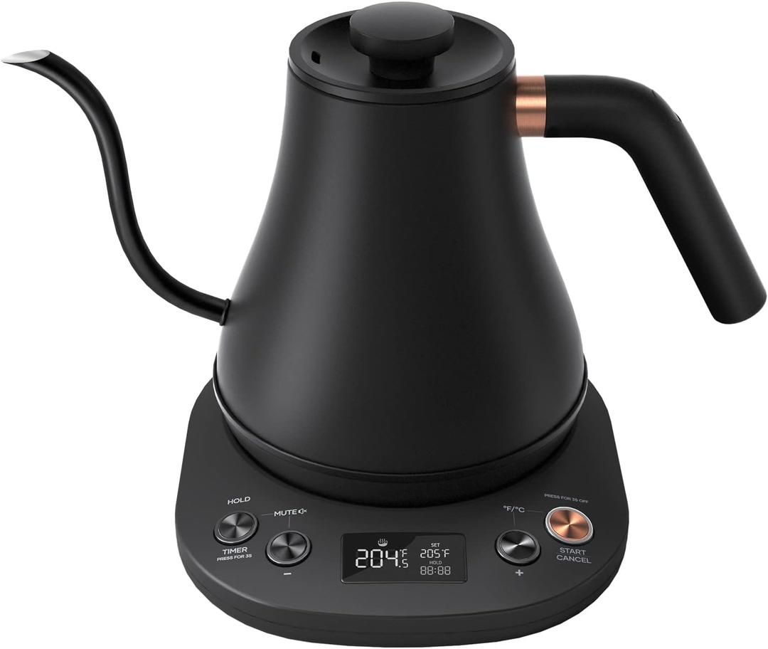 Mecity Electric Kettle Gooseneck Pour Over Kettle 1 Temperature Control Quick Heating Water Boiler for Coffee & Tea & Formula Auto Shut Off Tea Kettle 1200 Watt, 0.8L, Matt Black, Barista Edition