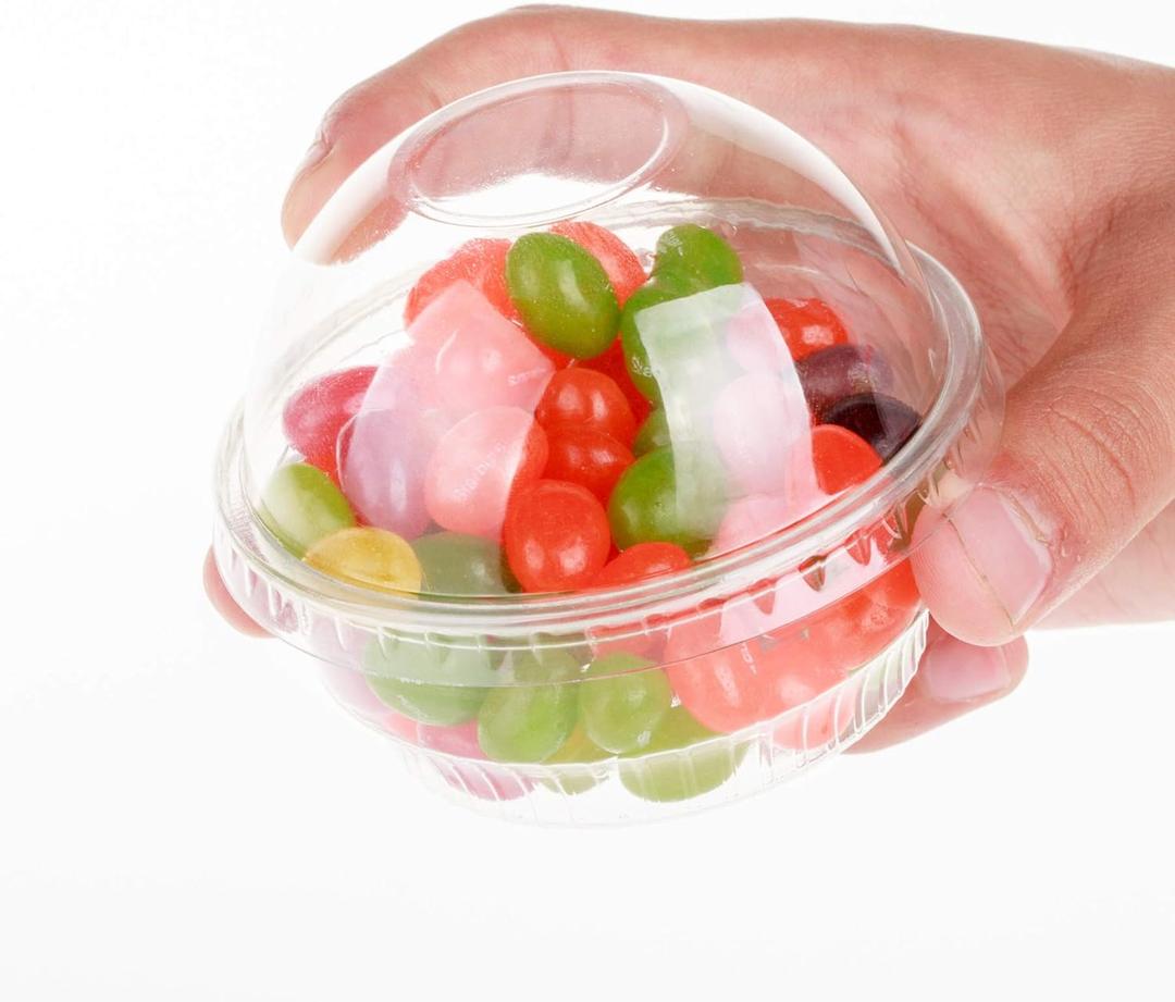 Golden Apple, 3.5oz-30sets Clear Plastic Cups for Ice Cream, Snack Bowl with Dome lids No Hole
