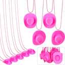 Tudomro 24 Pcs Cowgirl Cowboy Hat Necklaces Cowboy Party Favors Mini Hats Necklaces with Western Cowgirl Hat Beads Bachelorette Birthday Mardi Gras Horse Party Favors Accessories(Hot Style)