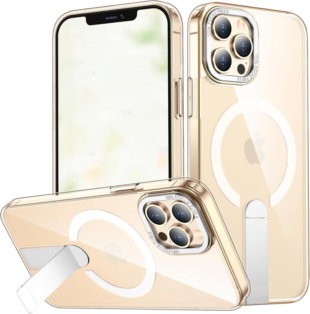 for iPhone 14 Pro Case with Kickstand, Compatible with MagSafe, [Invisible Stand] Anti-Slip Shockproof Military-Grade Protection, Magnetic Phone Case for iPhone 14Pro Cover (Clear)