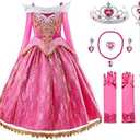 JerrisApparel Girls Pink Princess Costume Halloween Cosplay Party Dress up, Size 100