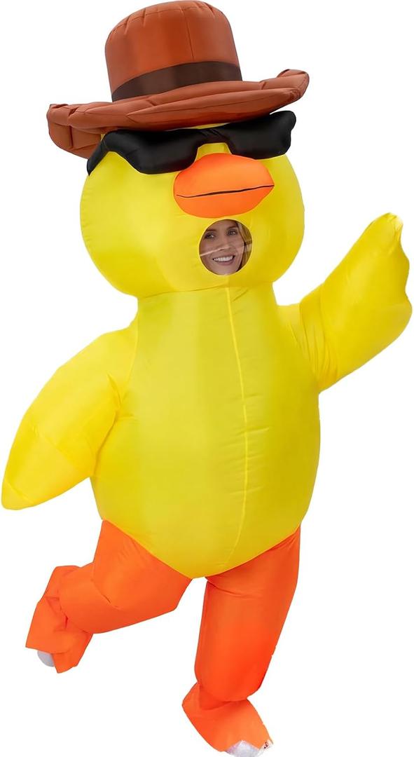 VioraWhite Inflatable Costume for Adult, Funny Summer Blow Up Costume for Party Cosplay, Easter, Carnival (Yellow)