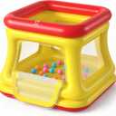 QPAU 3-in-1 Inflatable Bounce House for Toddlers 1-3, Ball Pit & Trampoline, Inflatable Bouncy House with Pump, Safety Net, Indoor & Outdoor Bubble Bouncer Baby Play Yard