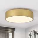 Modern Gold Flush Mount Ceiling Light Fixture,Contemporary 2-Light Round Ceiling Lights with White Acrylic Shade for Hallway,Foyer,Entryway,Closet, Porch,Kitchen(11.8")