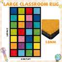 7.6x12 ft Large Rainbow Color Squares Classroom Rug Happy Squares Educational Area Mat Rainbow Themed Colorful Play Carpet Back to School Learning Mat for Elementary Preschool Nursery(Rainbow Color)