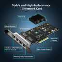 4 Port Gigabit Base-T Network Card, Intel I350 Controller, NICGIGA 4 Port 1G PCIe Ethernet Adapter, 4 x 1Gbe RJ45 Port NIC Card, Windows10/11/Windows Server/Linux