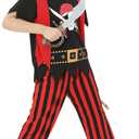 Lingway Toys Kids Pirate Costume,Pirate Role Play Dress Up Completed 8pcs Set for Kids 8-10years