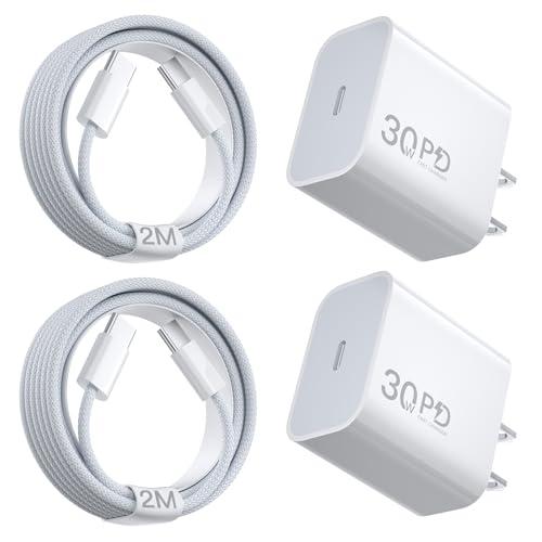 30W iPhone 16 Fast Charger Original, 30Watt USB C Charger Block with 6.6ft Woven USB C Cable, USBC Wall Chargers for iPhone 16e/ 16 Plus/ 16 Pro Max/ 15 Plus/ iPad Pro Type C Charger Fast Charging