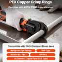 VEVOR Cordless Mini Press Tool, 18V Electric Pipe Crimping Tool for 1/2", 3/4", 1" PEX Pipe Copper Rings, 24KN PEX Press Tool with 2pcs Battery, Fast Charger & Carrying Case - Meet ASTM F1807 Standard