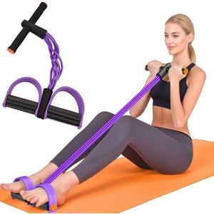 2 x Pedal Resistance Band with Handle, Multifunction Tension Rope, Ankle Fitness Band, Foot Pedal Resistance Band for Abdomen, Waist, Arm, Leg Stretching Training