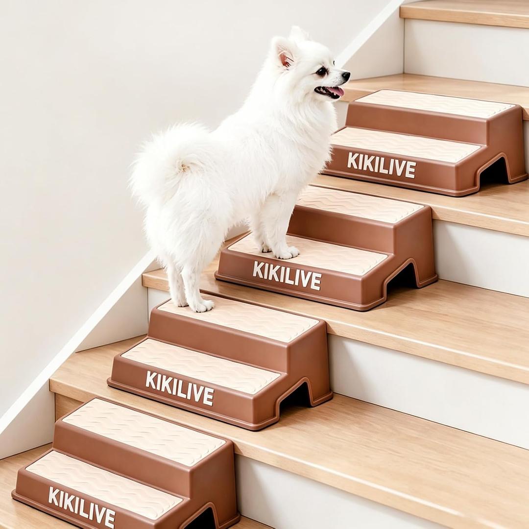 Dog Ramp for Stairs, 2-Step Non-Slip Pet Ramp for Small Dogs, 5.5" (4 Pack)