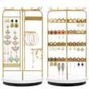 Homde Jewelry Stand Large for Dresser: Earring Necklace Organizer for modern Women - Metal Watch Bracelet Rotating Holder Space Saving for Countertop - Gift for Yound Women