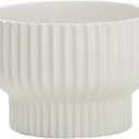 flower pot pot planters pot garden pot Simple ceramic flowerpot green plant horticultural planting circular pot vertical striped flowerpot Ceramic Flower Pot For Home Use Exquisite Light Luxury (15cm*10cm, White)