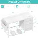Lufeiya White Desk with File Drawers Cabinet, 47 Inch Reversible Computer Desk with Fabric Filing Cabinet for Bedroom Small Space Home Office, Modern Writing Table PC Desks, White