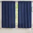 Sheer Privacy Curtains That Let Light in, Polyester Semi Sheer Privacy Drapes, Rod Pocket 45 inches Opaque Velvet Privacy Curtains for Living Room Bedroom Kitchen Doorway Divider (Navy, 52" Wx 45"L)