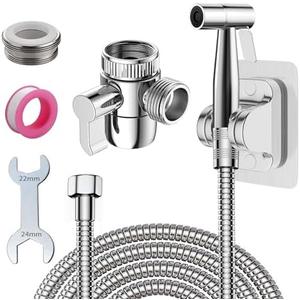 Roscid Handheld Bidet Sprayer Set, Toilet Bidet Attachment with 3-Way Faucet Diverter Bathroom Bidet WC Spray with 2M Hose, Used for Cleaning Sink, Bathroom Corner, Toilet, Personal Hygiene