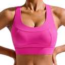 RUNNING GIRL High Impact Sports Bra for Women,Criss-Cross Back Top with Moulded Cups Womens Sports Bra High Support (Pink, M)