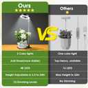 6 Pack Telescopic Grow Lights for Indoor Plants - 48 LED Full Spectrum Grow Lights for Indoor Plants, Height Adjustable Small Halo Grow Light with Base, 3 Selectable Light Sources