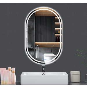 Oval LED Bathroom Mirror, 22"x 36" Frameless Lighted Mirror