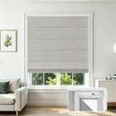 Joydeco No Drill Cordless Roman Shades, Blackout, 27" W × 64" H, White