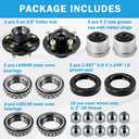 Trailer Idler Hub Kits with 5 on 4.5" Bolt Idler Hub & Round #84 Trailer Axle Spindle Fit for 3500 lb, Sets of 2