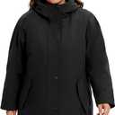 WINDMILL Womens Plus Size Softshell Jacket, Warm Windbreaker Coat with Hood (1X-6X) (5X, Black)