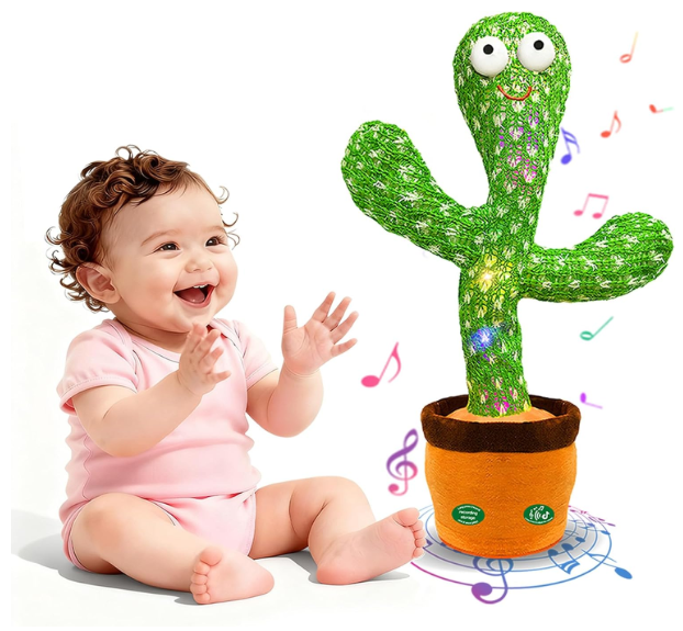 Interactive Baby Toys Dancing Talking Cactus Toy,Funny Gift for Infant 6-18 Months, Singing Musical Record Repeat What You Say Light Up Toy for Toddler 1 2 3 Year Old Boy Girl (Volume Adjustment)