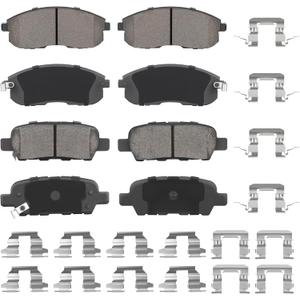 Front & Rear Ceramic Brake Pads Set Compatible with: Nissan Altima 2002-2013, for Sentra 2007-2017 (4-Wheel Disc Brakes), for 350Z 2003-2005 (Models with Single Piston Caliper), for Juke 2011-2017;