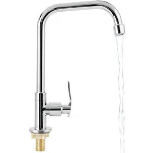 Single Handle Faucet, Stainless Steel Single Hole Bar Sink Faucet 360 Rotated Cold Water Commercial Single Hole Kitchen Sink Faucet