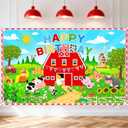 Mocsicka Farm Birthday Party Decorations Banner Farm Animals Barn Birthday Backdrop Barnyard Animal Themed Party Supplies Photo Background (6x3.6ft)