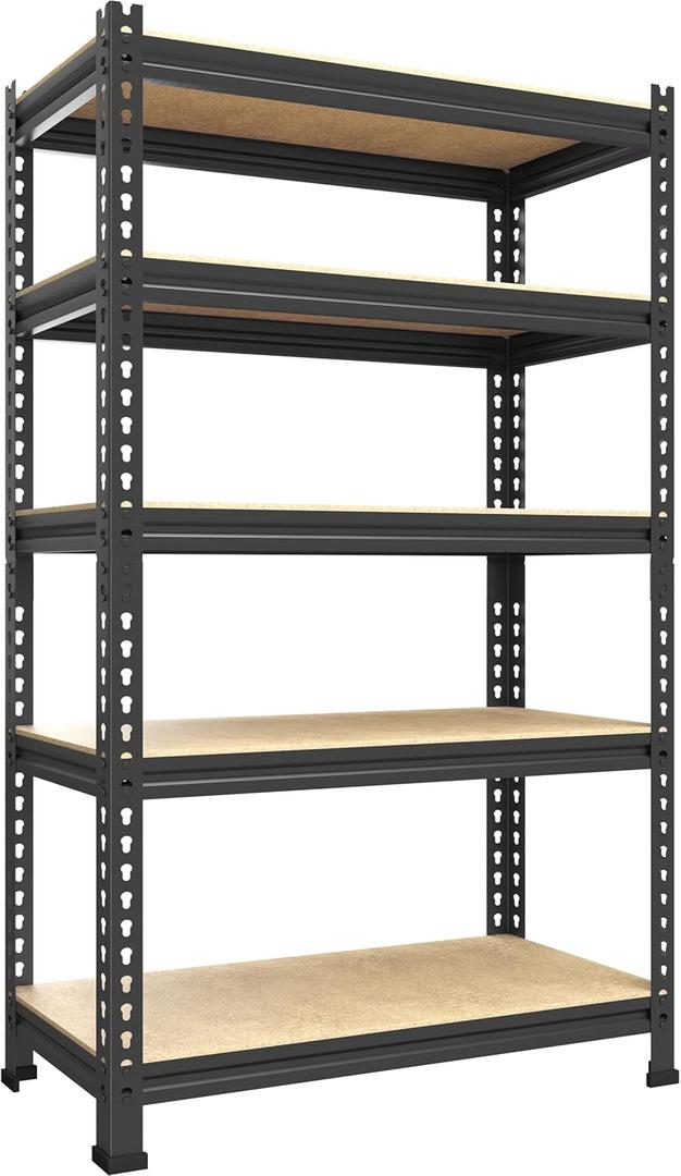 Storage Shelves 5 Tire Garage Metal Storage Shelving Unit Heavy Duty Utility Shelf Rack 36" W x 16" D x 71" H-1500lbs, Black