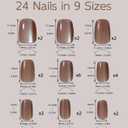 6 x Cat Eye Nails Short Squoval, Shimmery Dusty Rose Pink, Small Size Press on False Nails, 24 Reusable Fake Nails With Stick on Adhesive Tabs