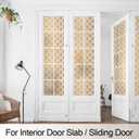 DKTIE Geometric Art Stained Glass Window Film Bathroom Window Privacy Film Frosted Glass Static Clings Non Adhesive with Installation Tools, Modern Home Improvement Style (S117, 35.4'' x 78.7'')