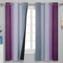 Ombre Purple and Gray Blackout Curtains 63 Inch Length 2 panels, Full Room Darkening Grommet Thermal Insulated Gradient Drapes for Girls Room, Full Light Blocking Curtains for Bedroom, 42x63 Inch (42"W x 63"L (Pack of 2), Purple and Grey)