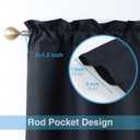 Home Queen Blackout Rod Pocket Tier Curtains for Small Window, Short Room Darkening Basement Curtains, Cafe Drapes, 2 Panels, 26 W x 24 L Inch Each, Black