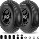 4.00-6 Flat-Free Solid Tire and Wheel 13" Wheelbarrow Tire by Cenipar With 3/4" & 5/8" Grease Bushing and 1.75" Centered Hub 4.00-6 tire and wheel for Garden Cart Trolley Hand Truck, 2 PC