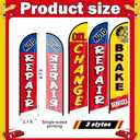 Hahafelt 3 Pack Auto Repair Shop Oil Change Feather Flag Sets, 8.2 x 2.1 ft Large Brake Services Advertising Windless Flag for Business Mechanics Automotive Car Repair Shops
