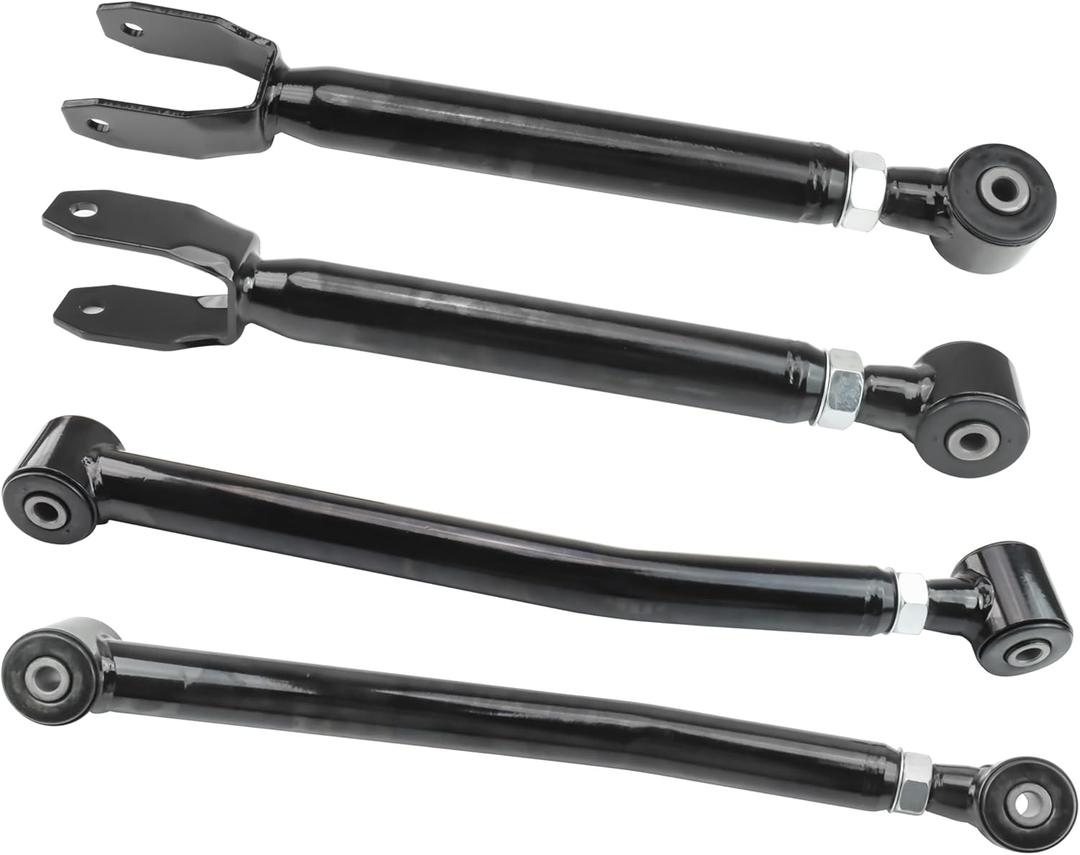 0-4.5" Lift Adjustable Front Upper & Lower Control Arms for 2007-2018 Jeep Wrangler JK - Heavy Duty Front Upper & Lower Arms, Greasable Bushings